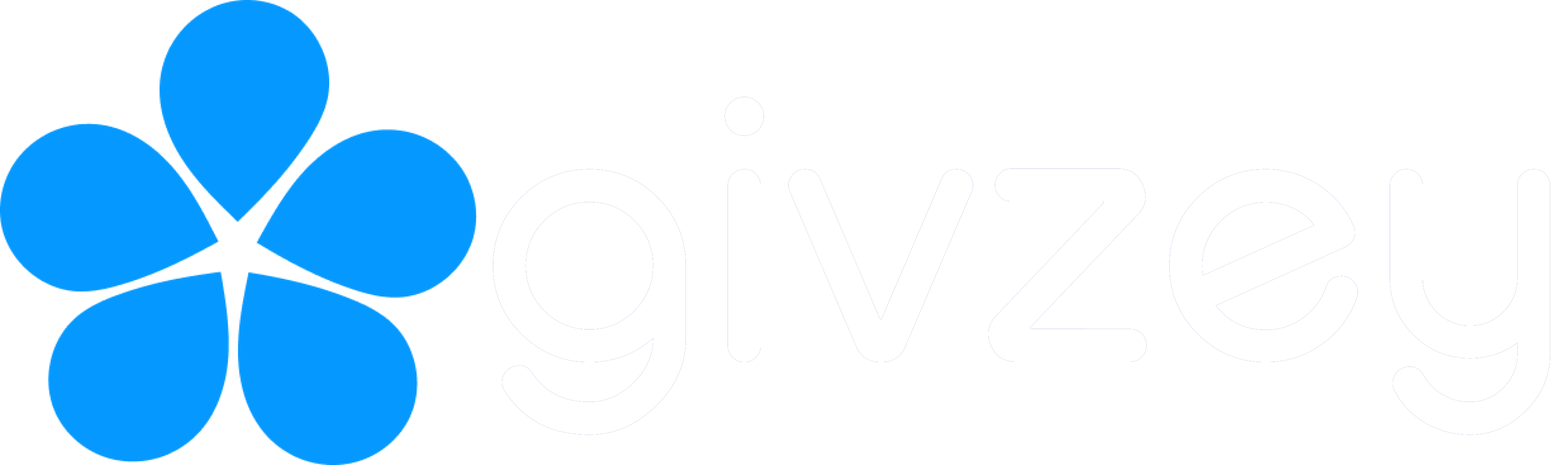 Givzey Logo Blue Flower White Text